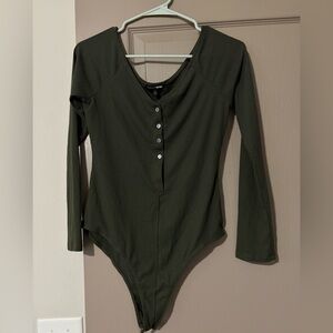 Green Long-Sleeve One-Piece Bodysuit